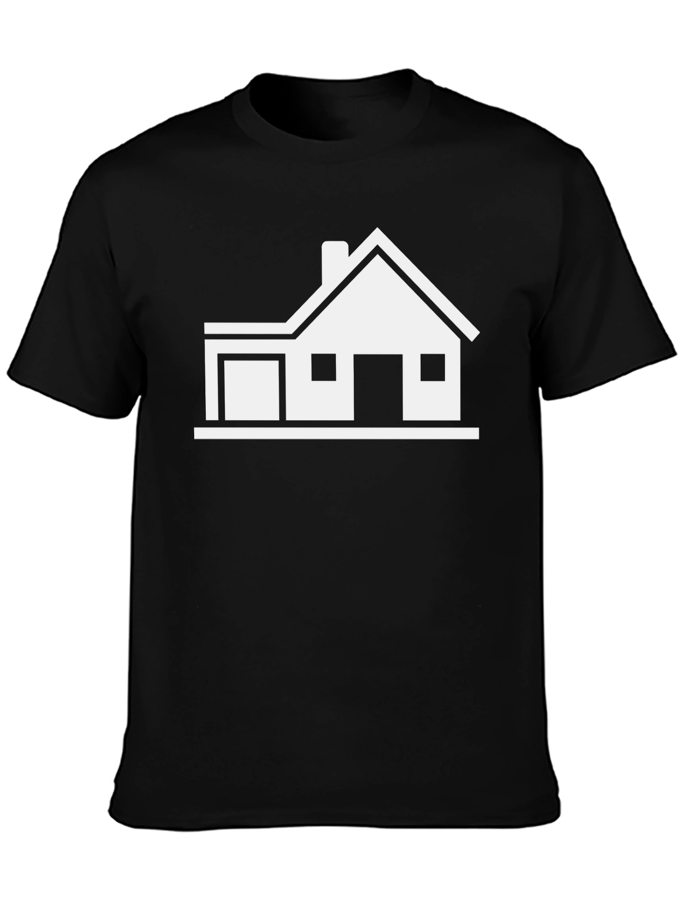Modern House Graphic Tee - Black Cotton Blend T-Shirt