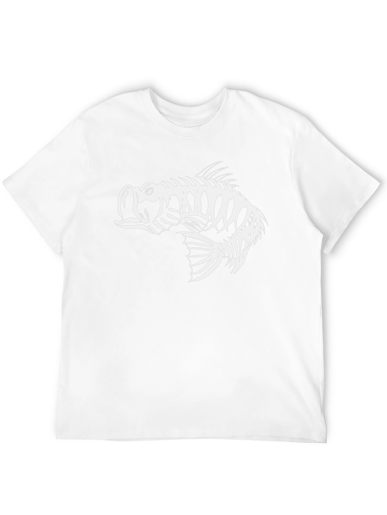 Black T-Shirt with Fish Skeleton Graphic