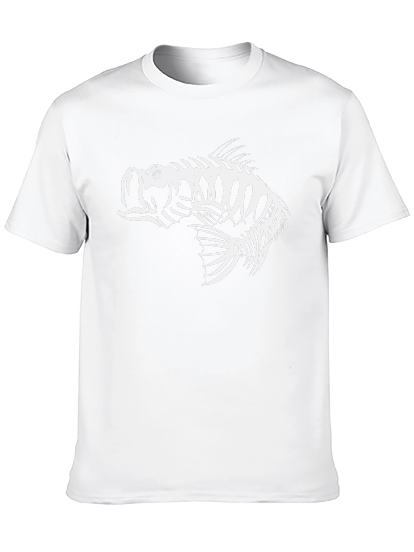 Black T-Shirt with Fish Skeleton Graphic
