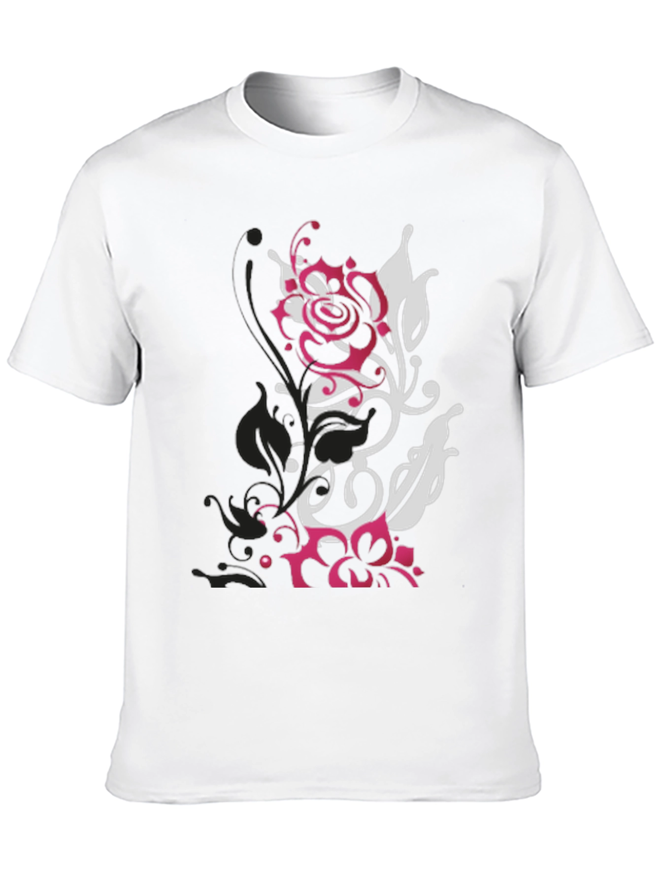 Black T-Shirt with Floral Graphic