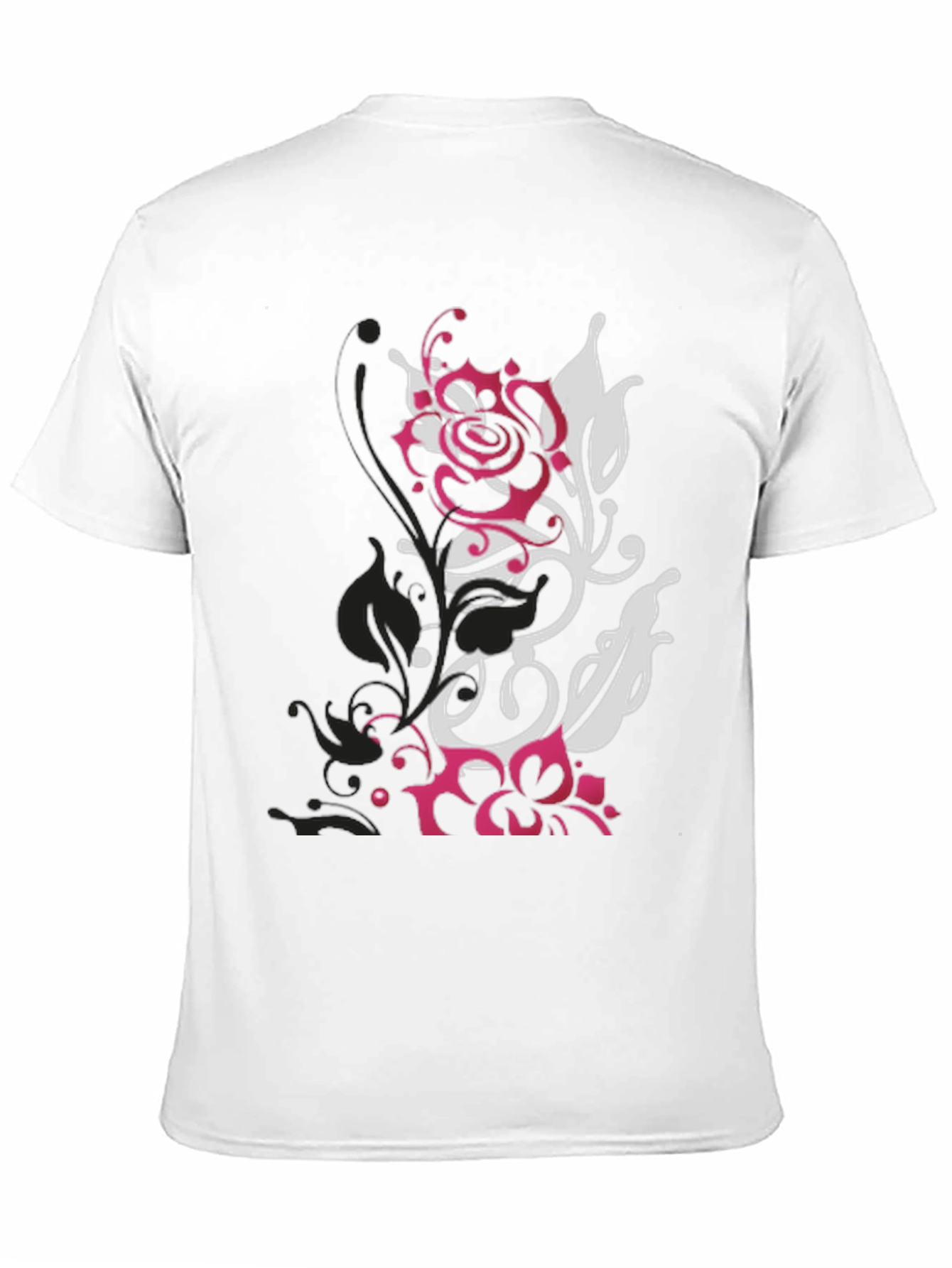 Black T-Shirt with Floral Graphic
