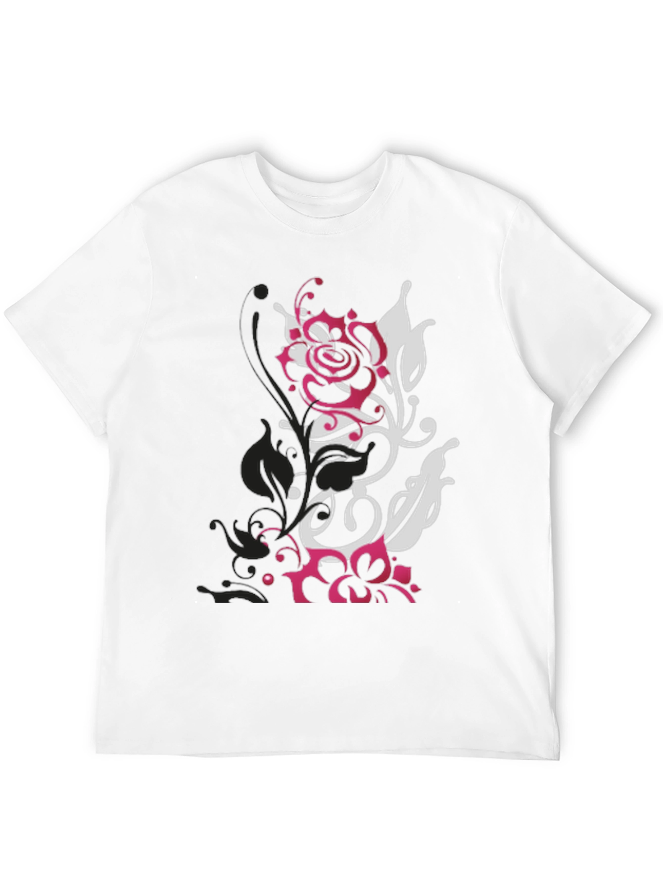 Black T-Shirt with Floral Graphic