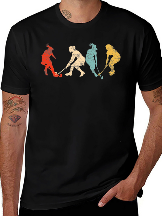 Vintage Field Hockey Player Graphic T-Shirt