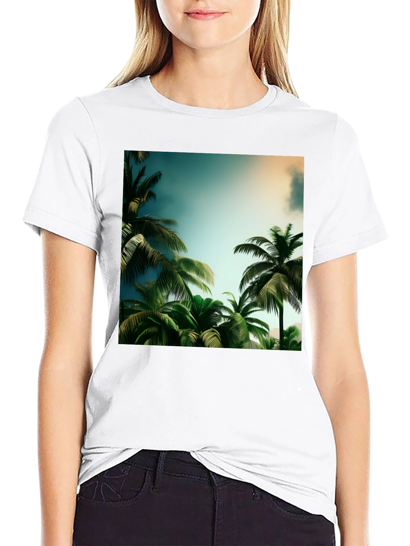 Tropical Palm Tree Graphic Black T-Shirt