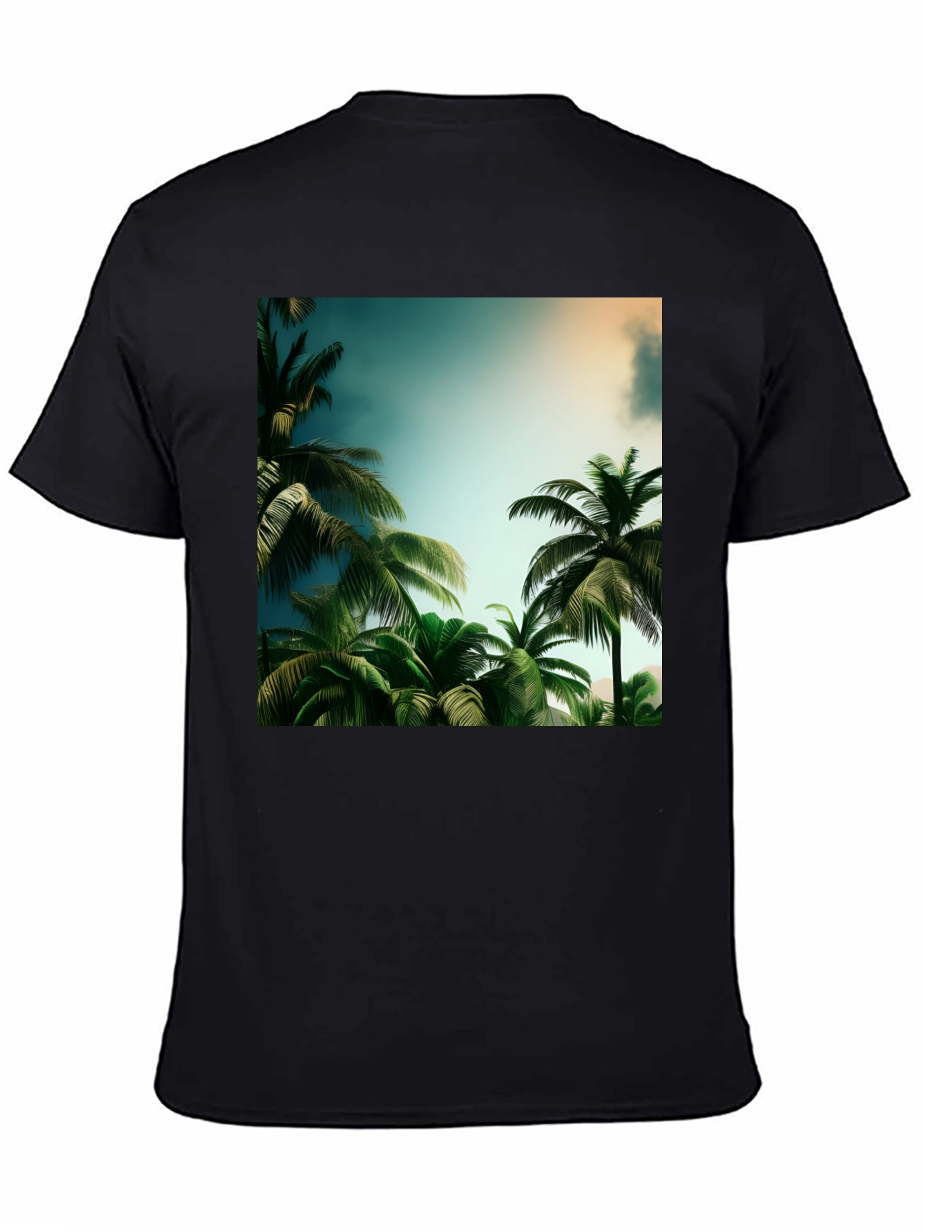 Tropical Palm Tree Graphic Black T-Shirt