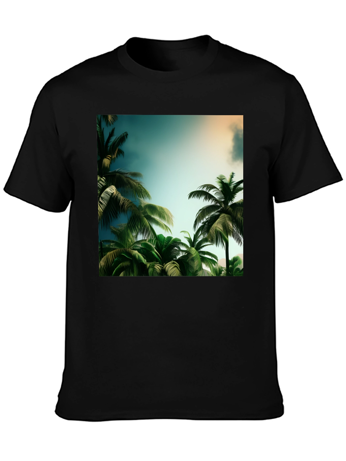 Tropical Palm Tree Graphic Black T-Shirt