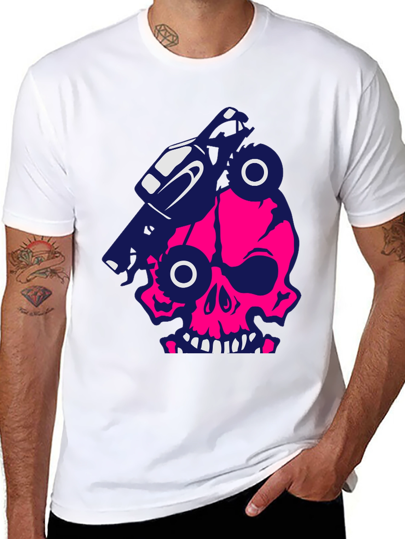 Skull Monster Truck Graphic Tee - Bold Style