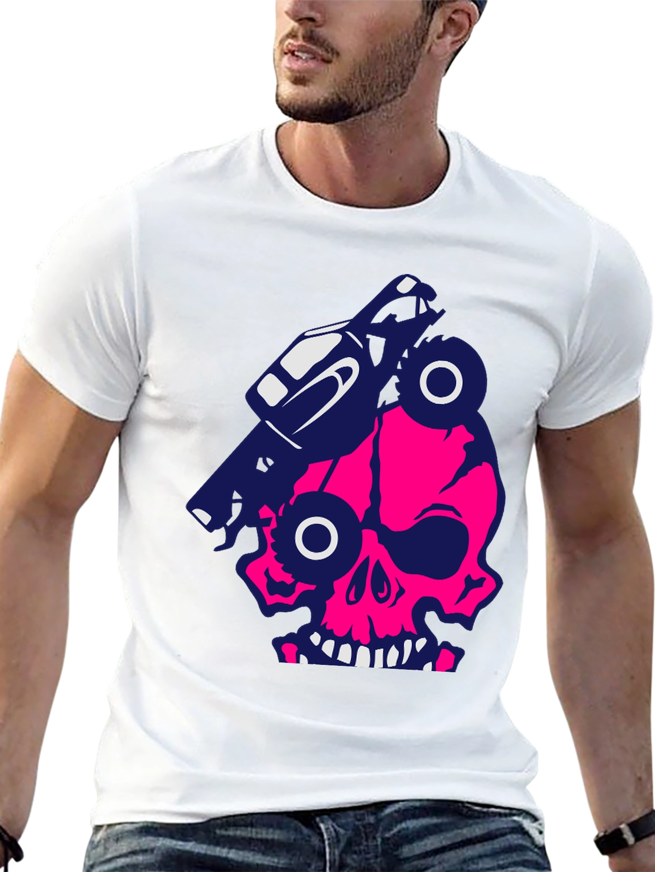 Skull Monster Truck Graphic Tee - Bold Style