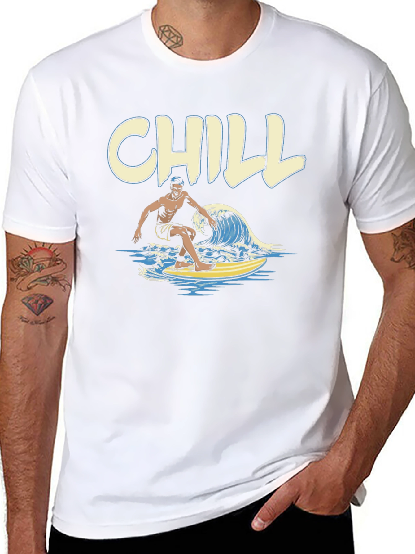 Chill Surfer Graphic T-Shirt - Black Cotton Tee