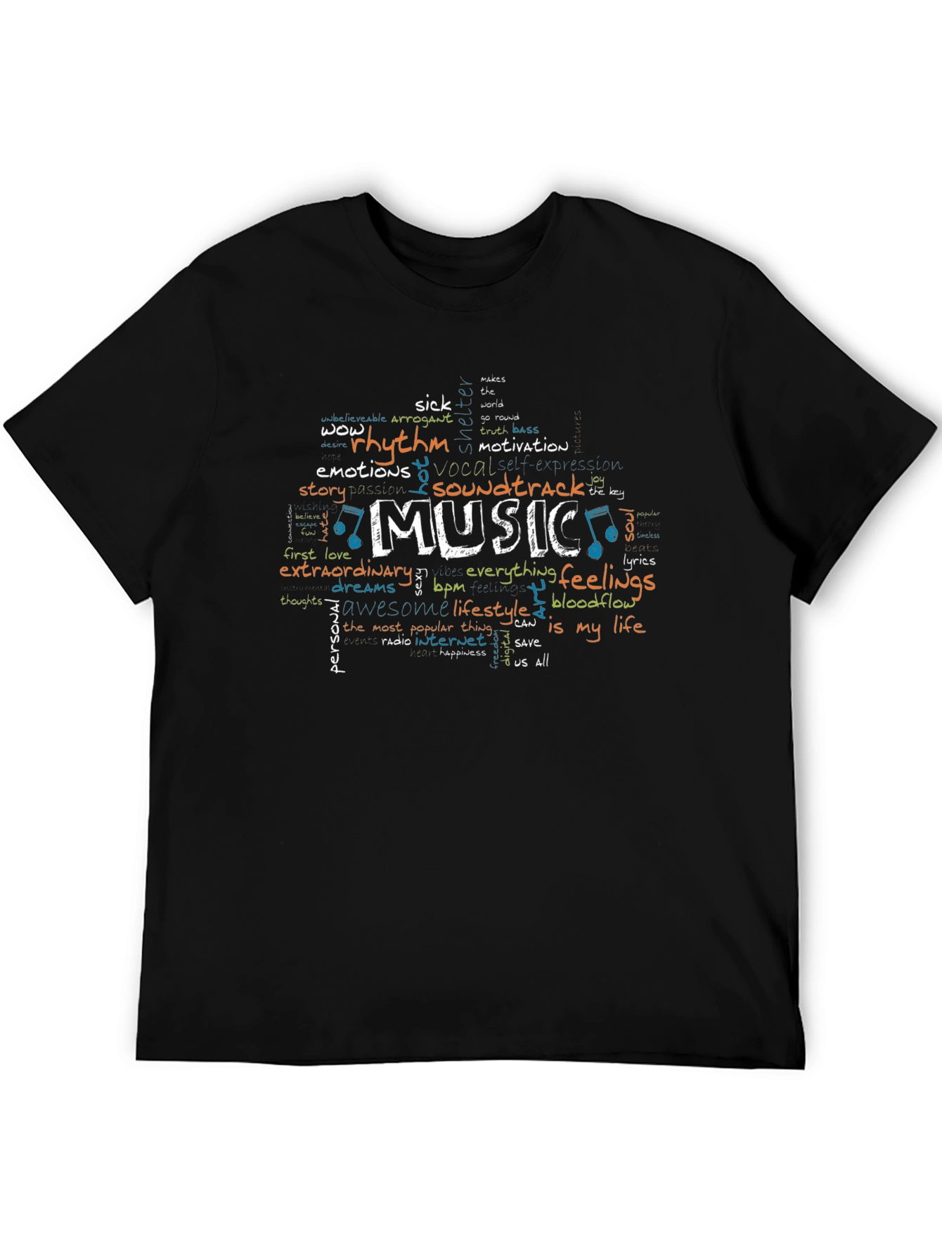 Music Word Art Graphic T-Shirt