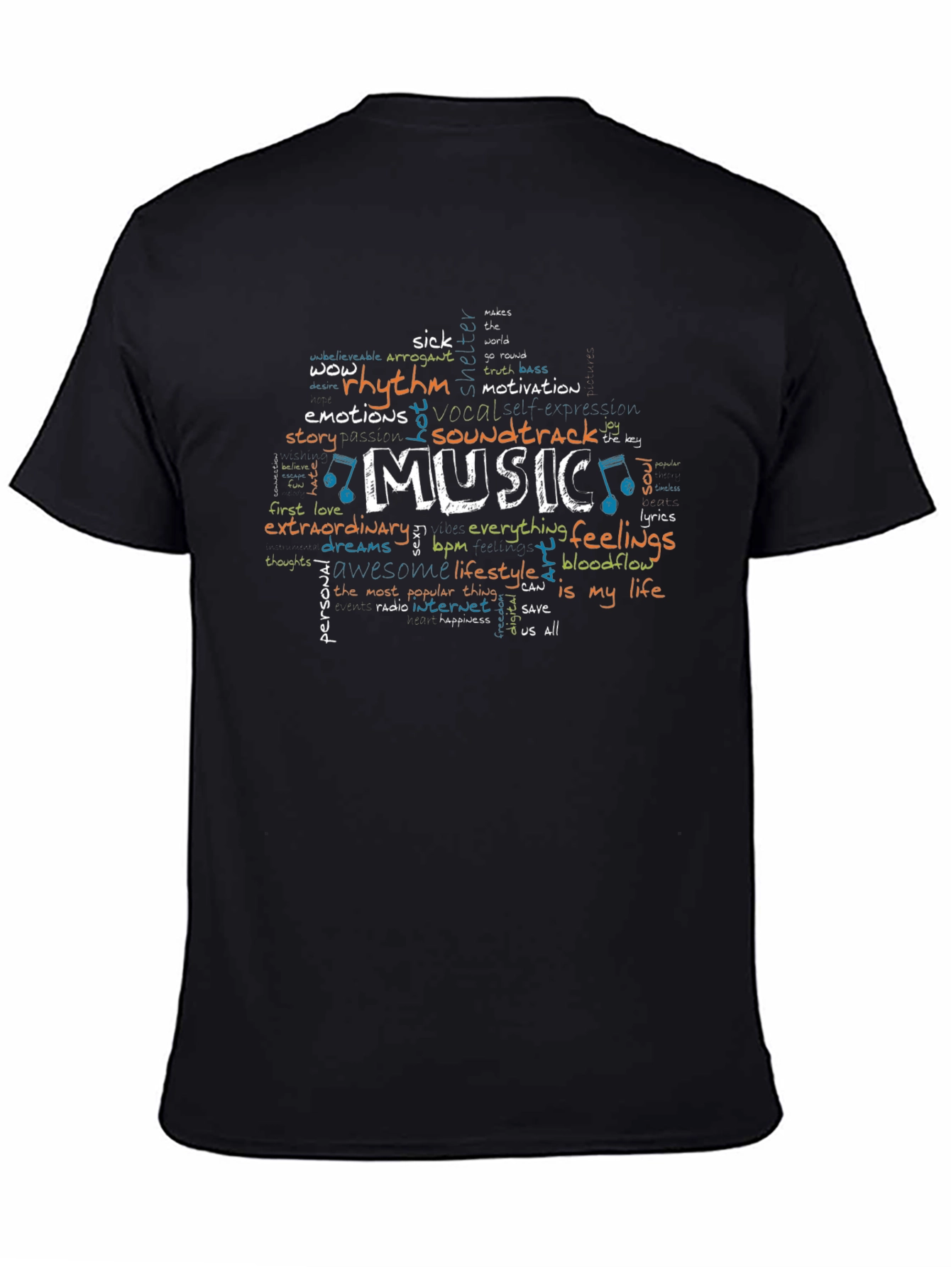 Music Word Art Graphic T-Shirt
