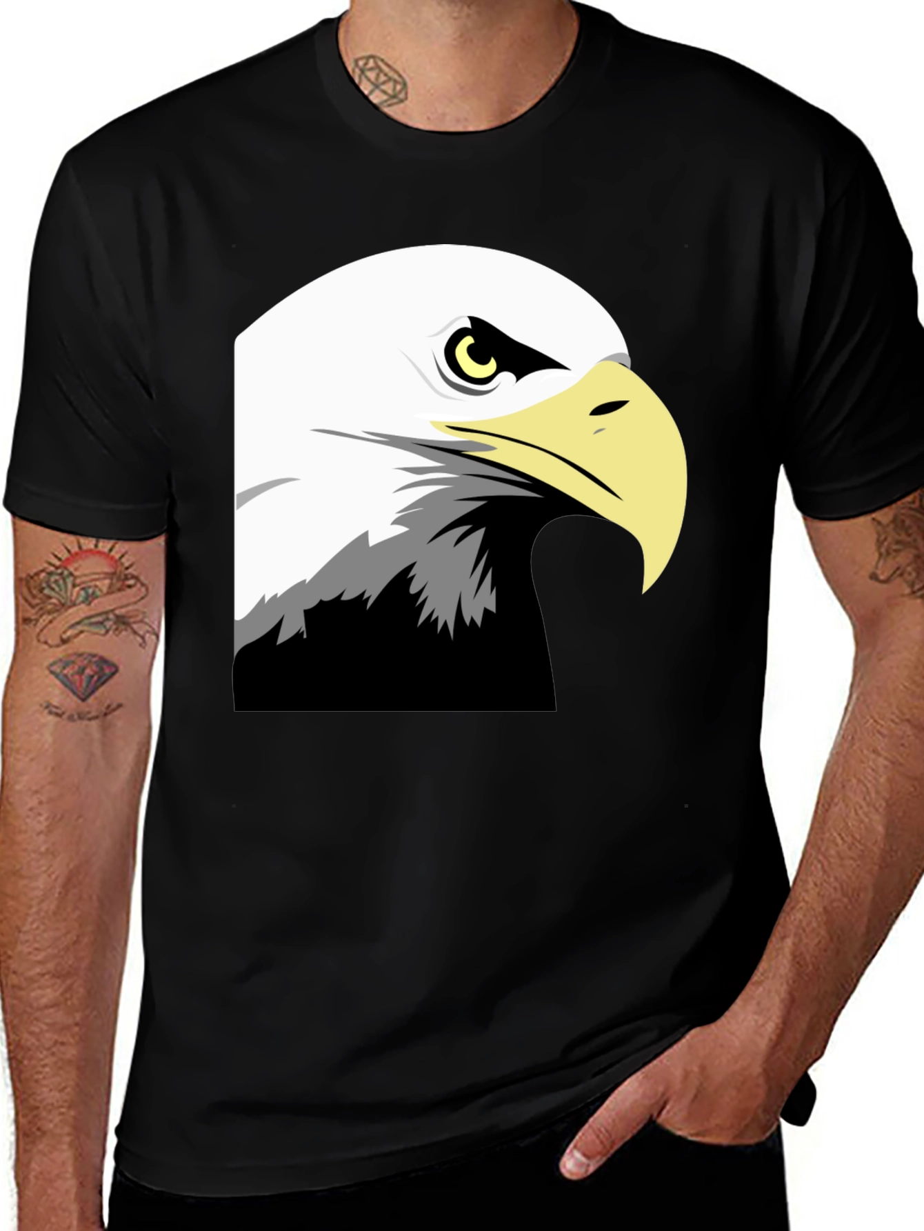 Bold Eagle Graphic Tee - Black Cotton Blend