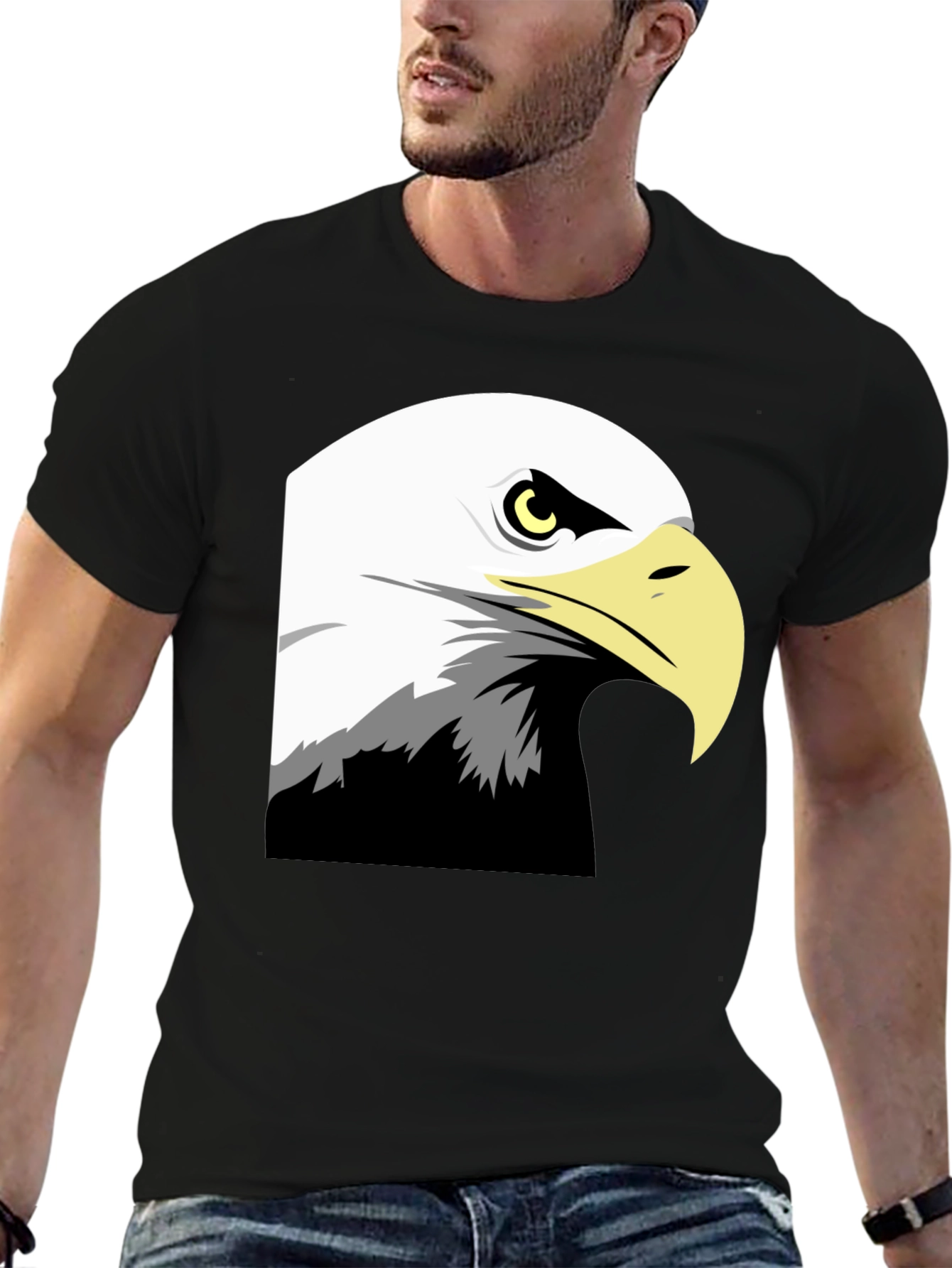 Bold Eagle Graphic Tee - Black Cotton Blend