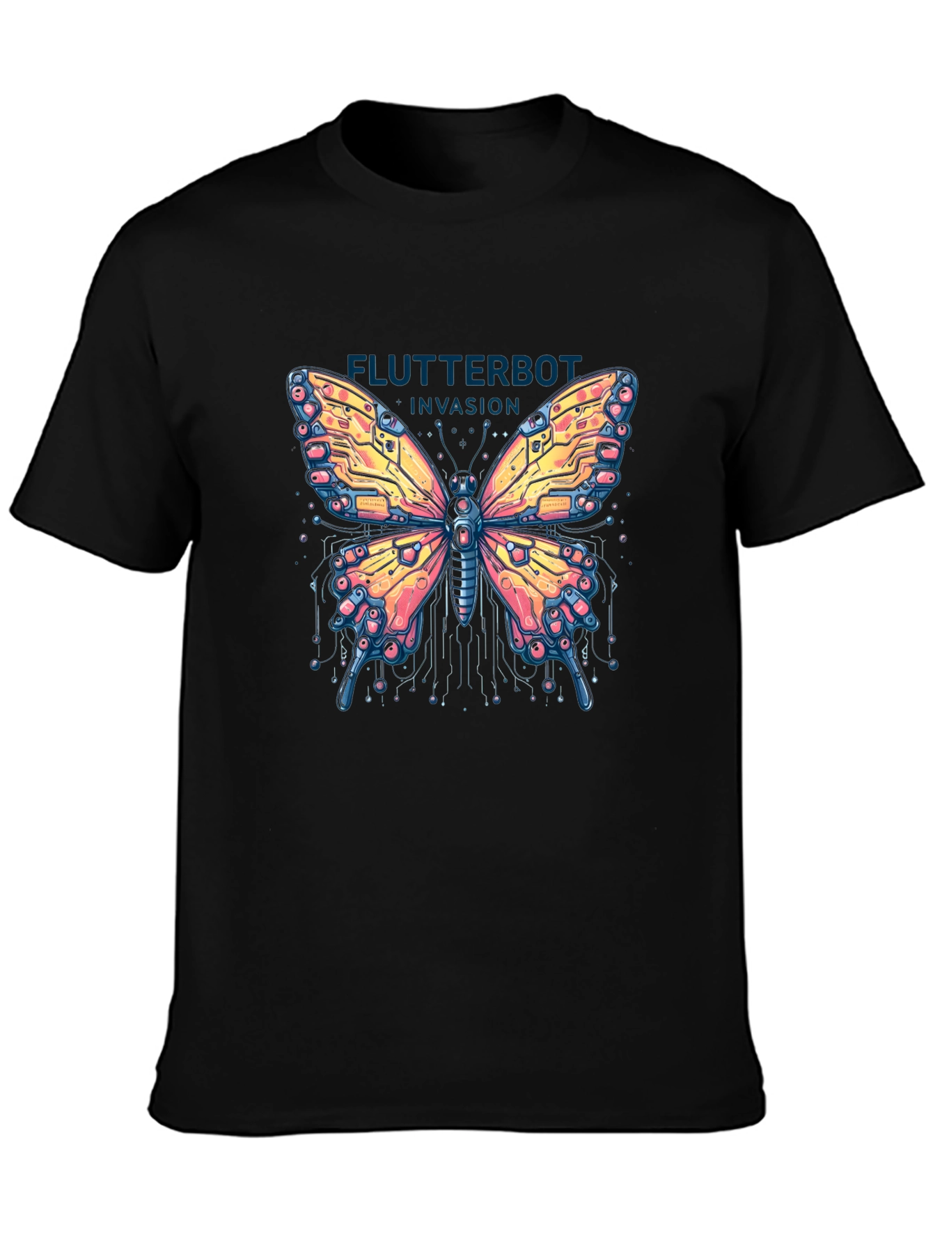 Flutterbot Invasion T-Shirt - Robotic Butterfly Design