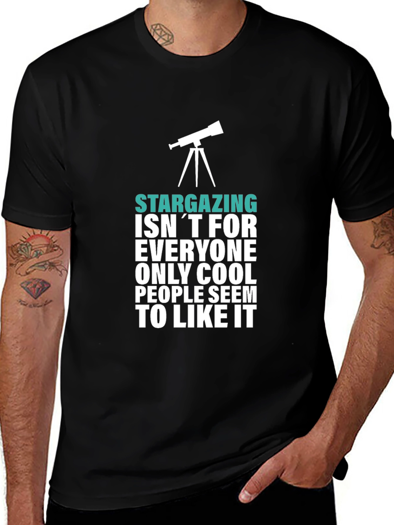 Stargazing Cool People Graphic Tee - Black