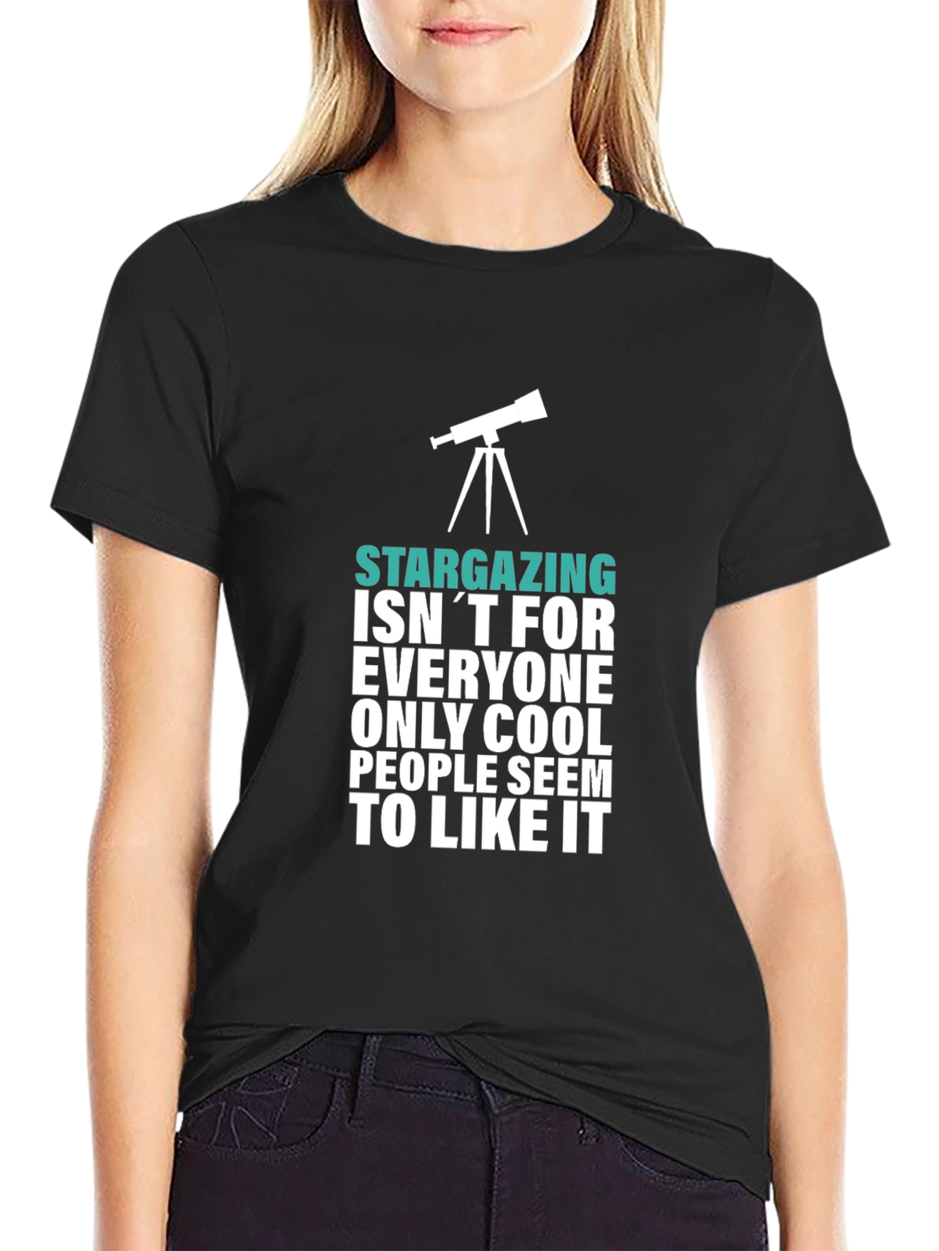 Stargazing Cool People Graphic Tee - Black