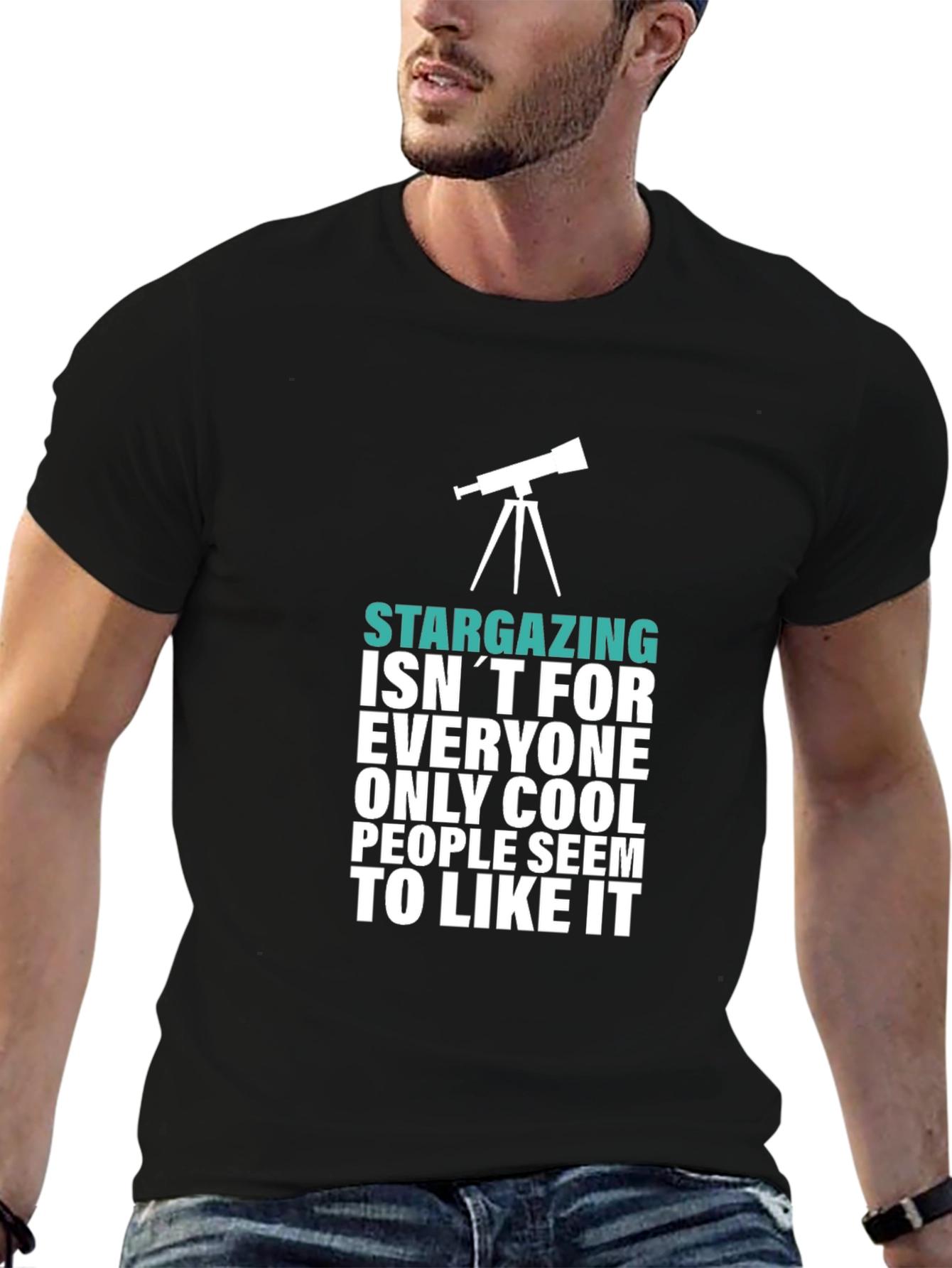 Stargazing Cool People Graphic Tee - Black