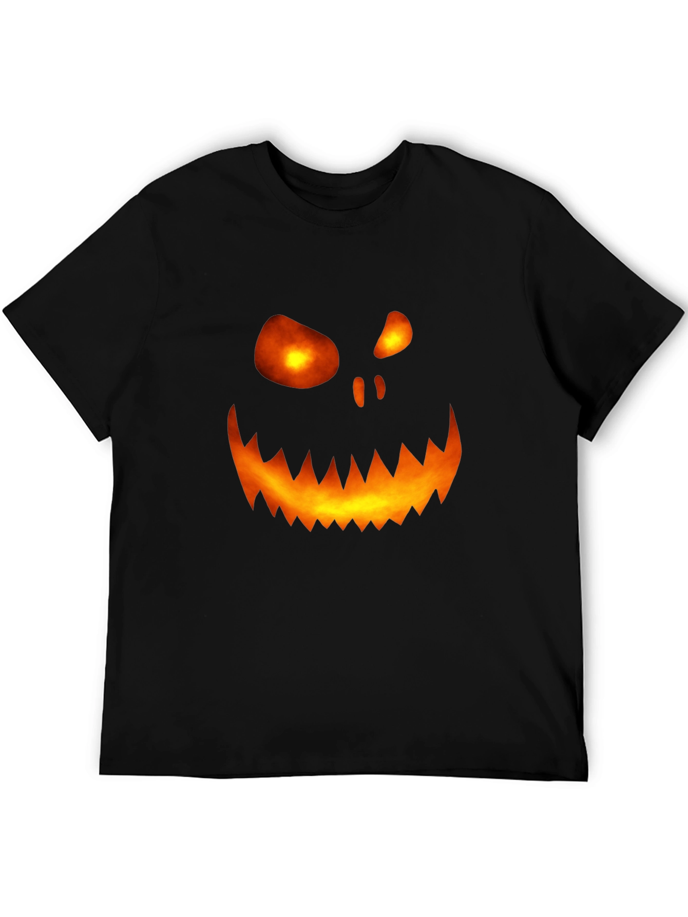 Halloween Pumpkin Face Graphic Tee - Mens Black T-Shirt
