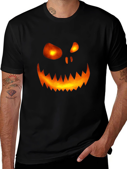Halloween Pumpkin Face Graphic Tee - Mens Black T-Shirt