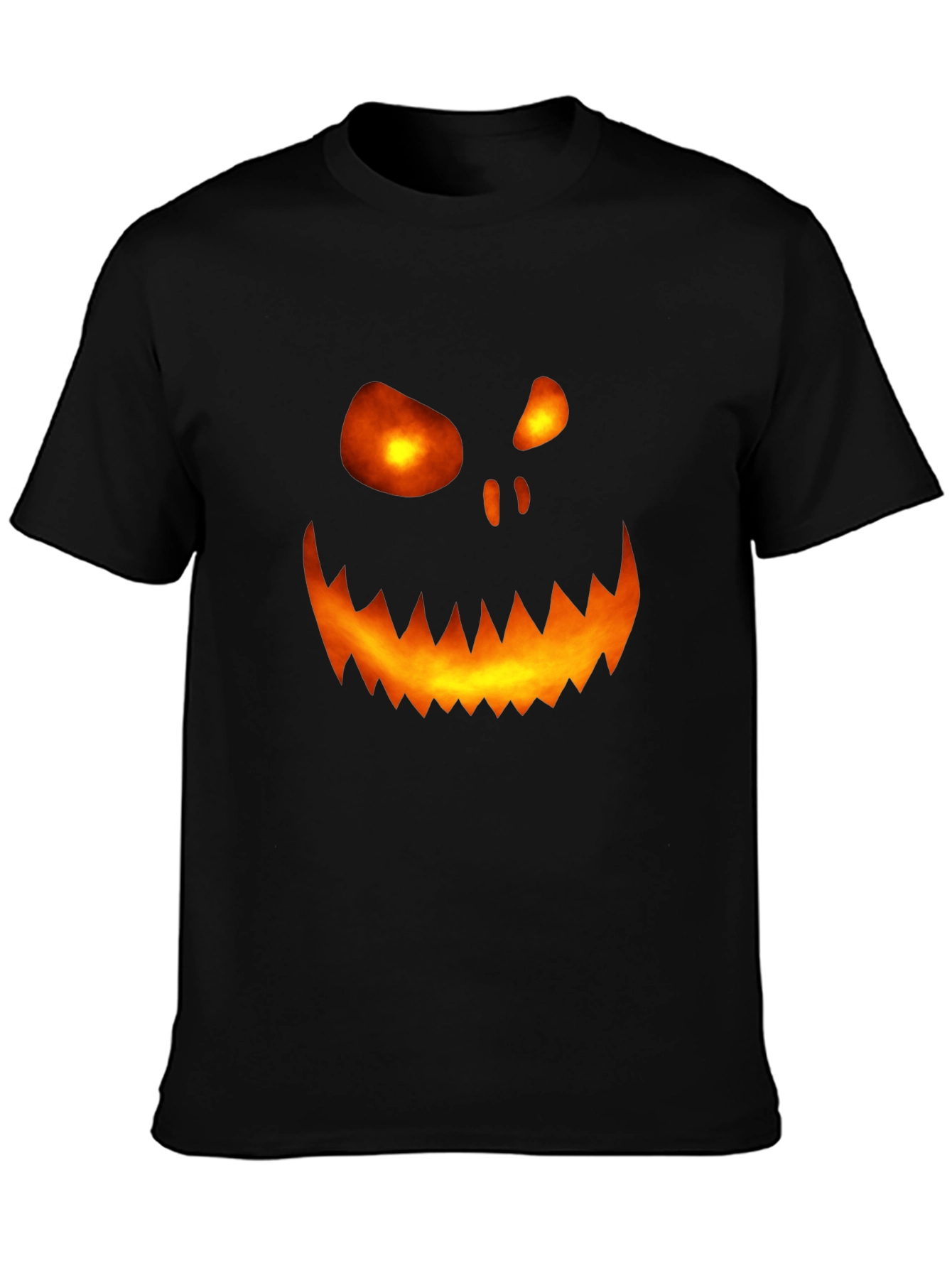 Halloween Pumpkin Face Graphic Tee - Mens Black T-Shirt