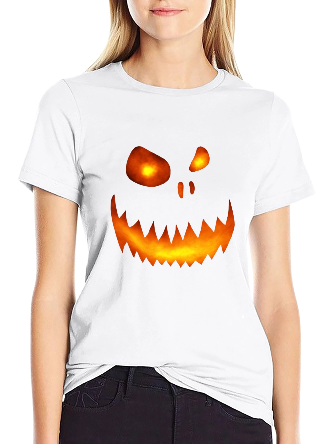 Halloween Pumpkin Face Graphic Tee - Mens Black T-Shirt