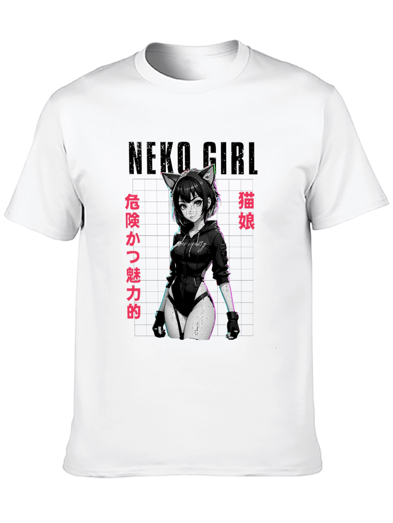 Neko Girl Graphic T-Shirt - Anime Style