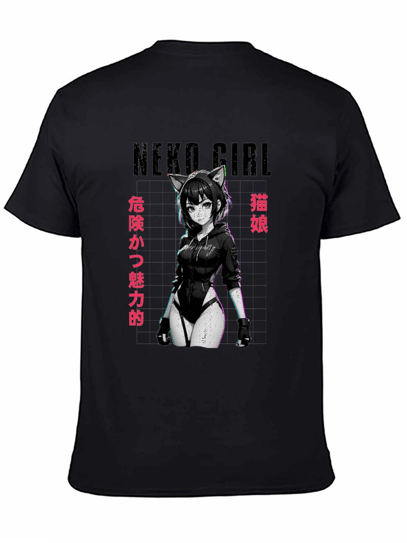 Neko Girl Graphic T-Shirt - Anime Style