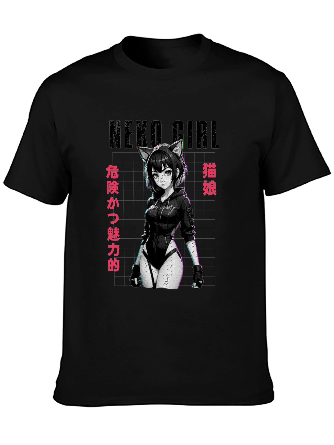 Neko Girl Graphic T-Shirt - Anime Style