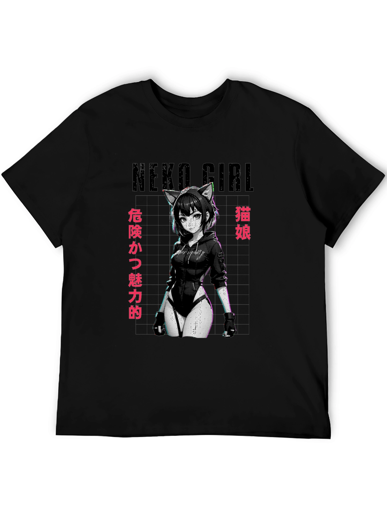 Neko Girl Graphic T-Shirt - Anime Style