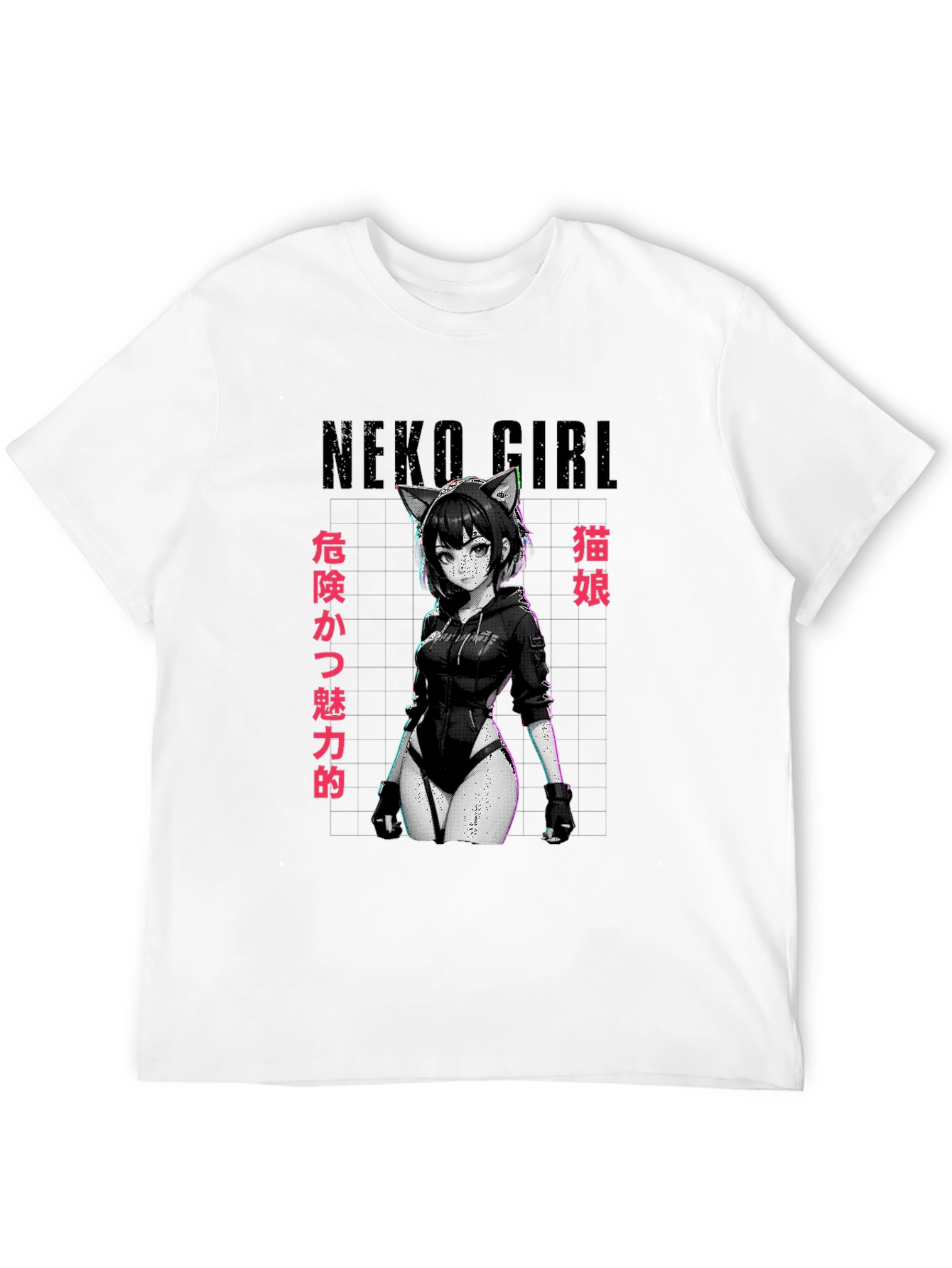 Neko Girl Graphic T-Shirt - Anime Style