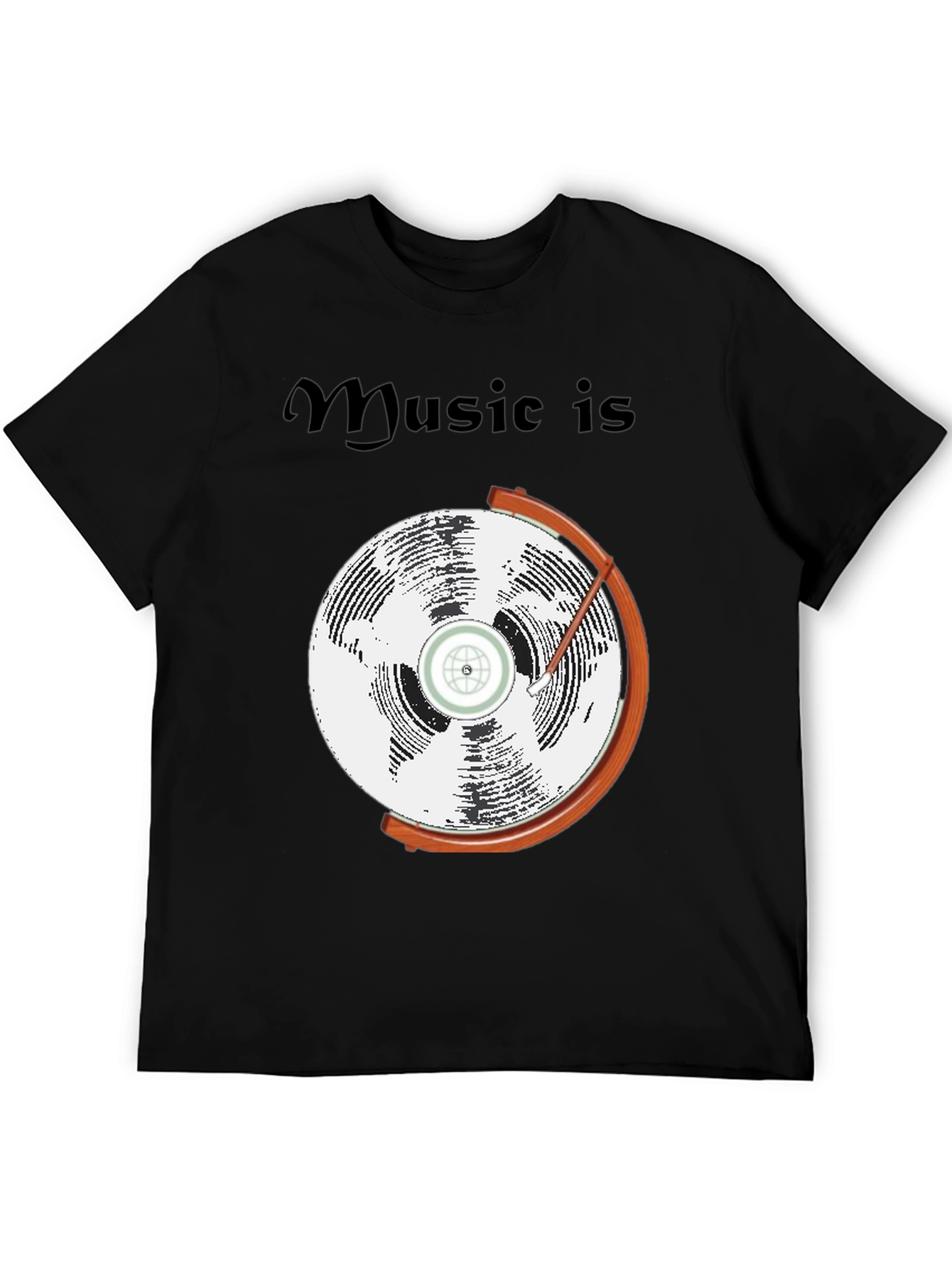 Music is Globe Graphic Black T-Shirt