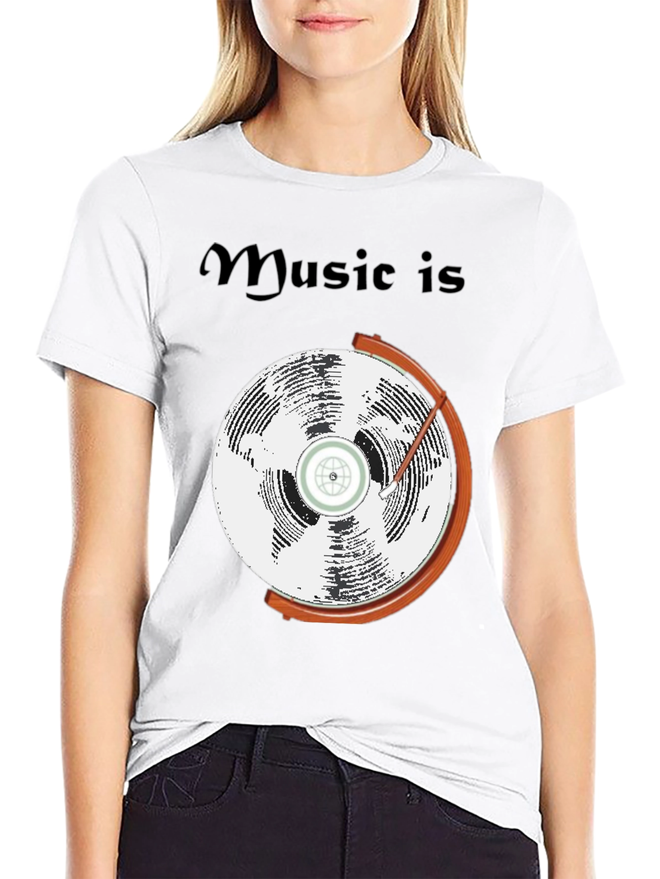 Music is Globe Graphic Black T-Shirt