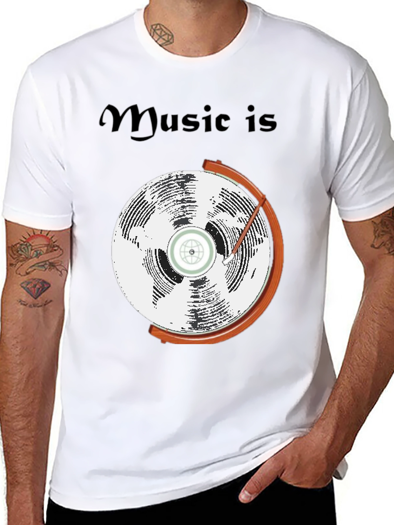 Music is Globe Graphic Black T-Shirt