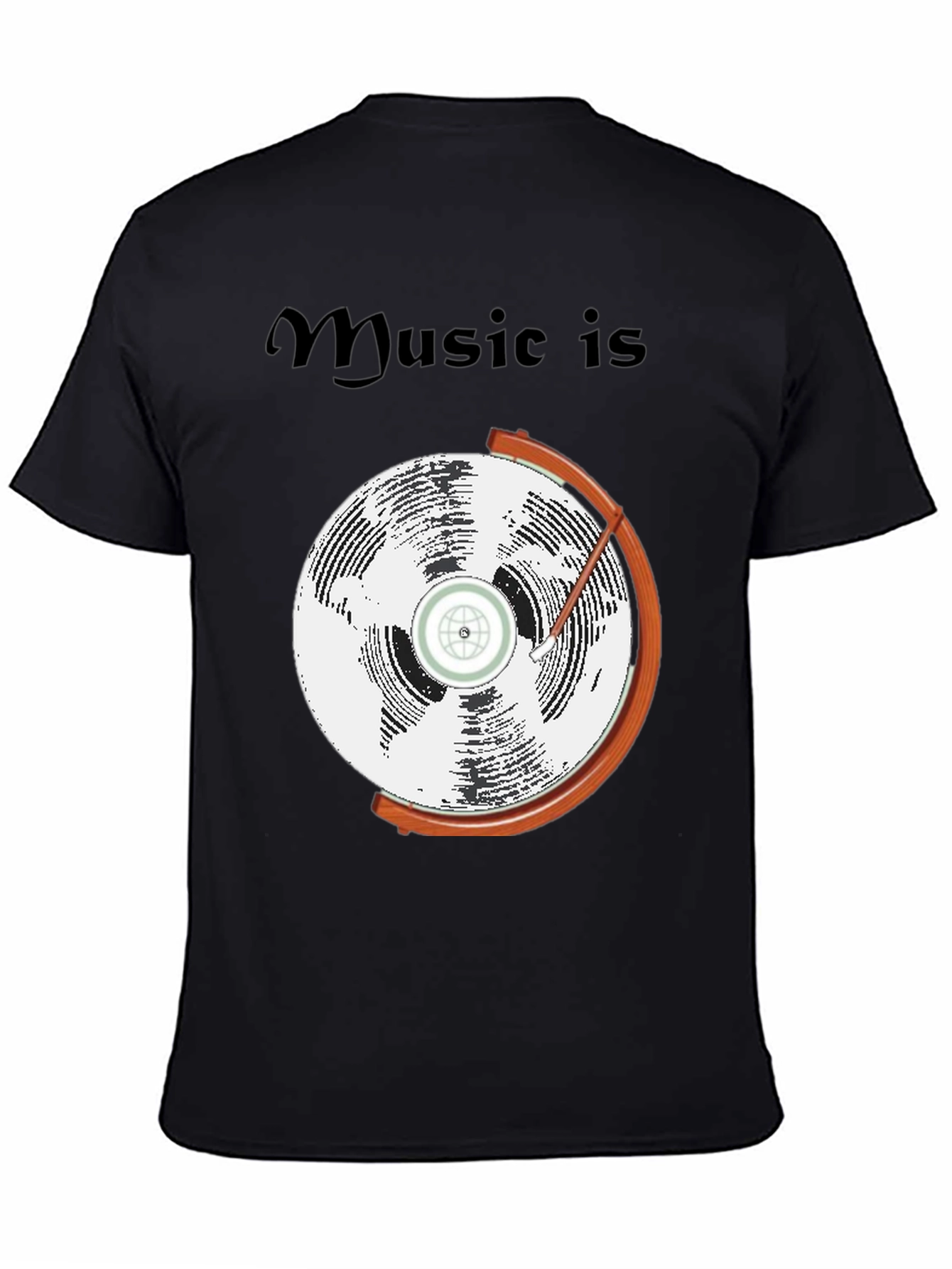 Music is Globe Graphic Black T-Shirt