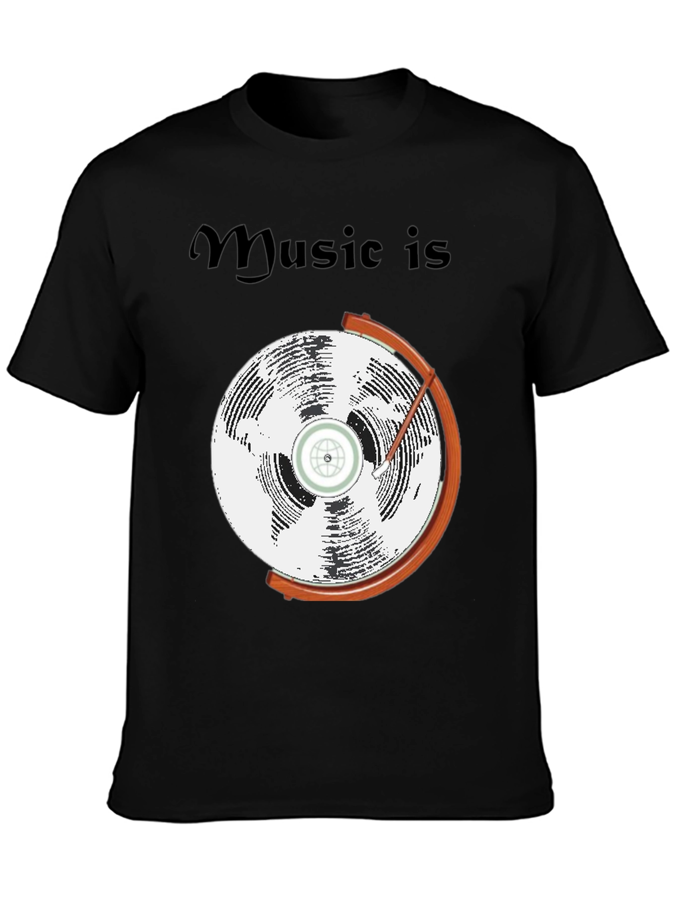 Music is Globe Graphic Black T-Shirt