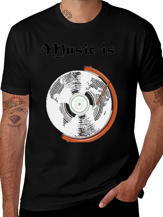 Music is Globe Graphic Black T-Shirt