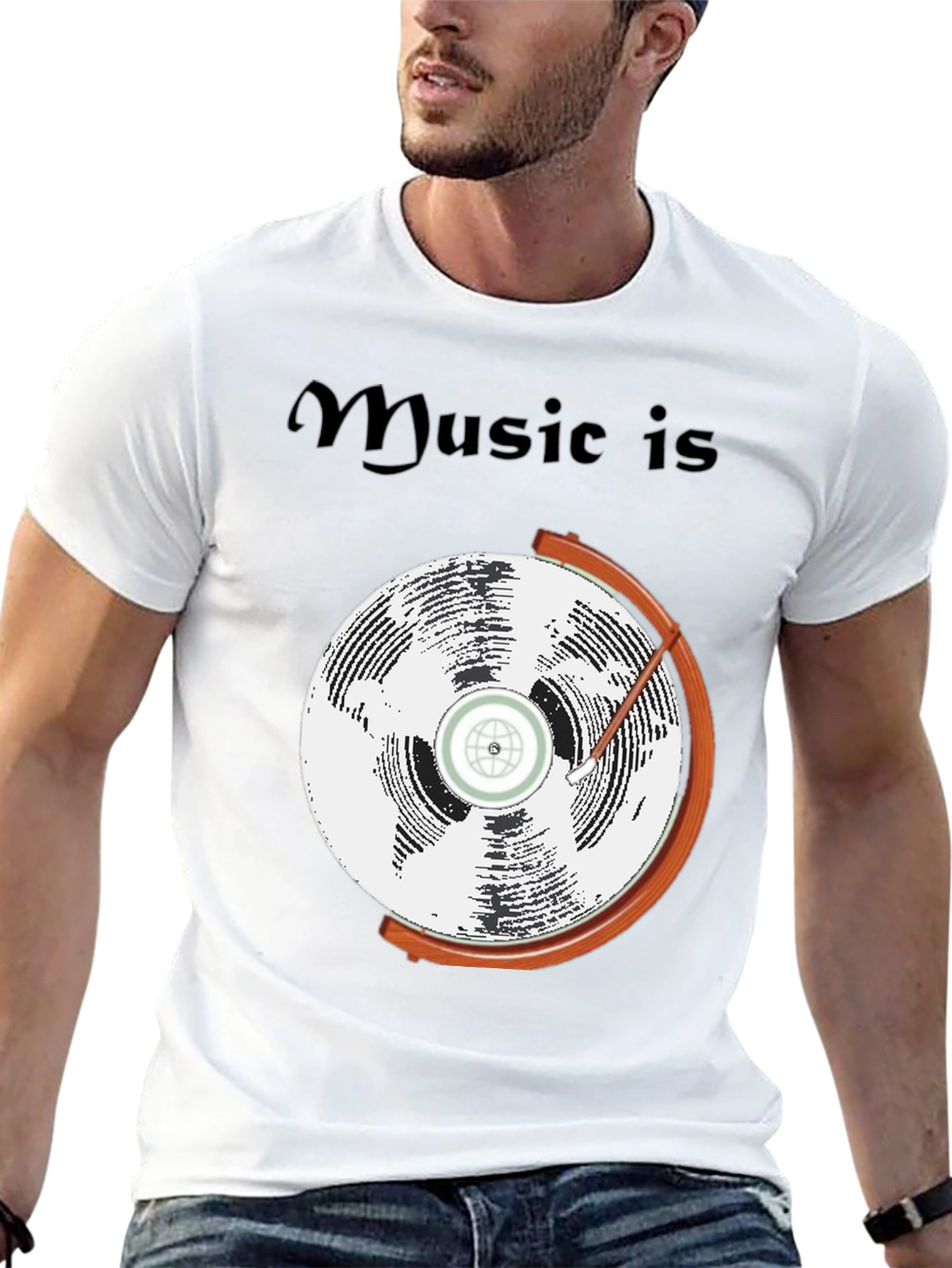 Music is Globe Graphic Black T-Shirt