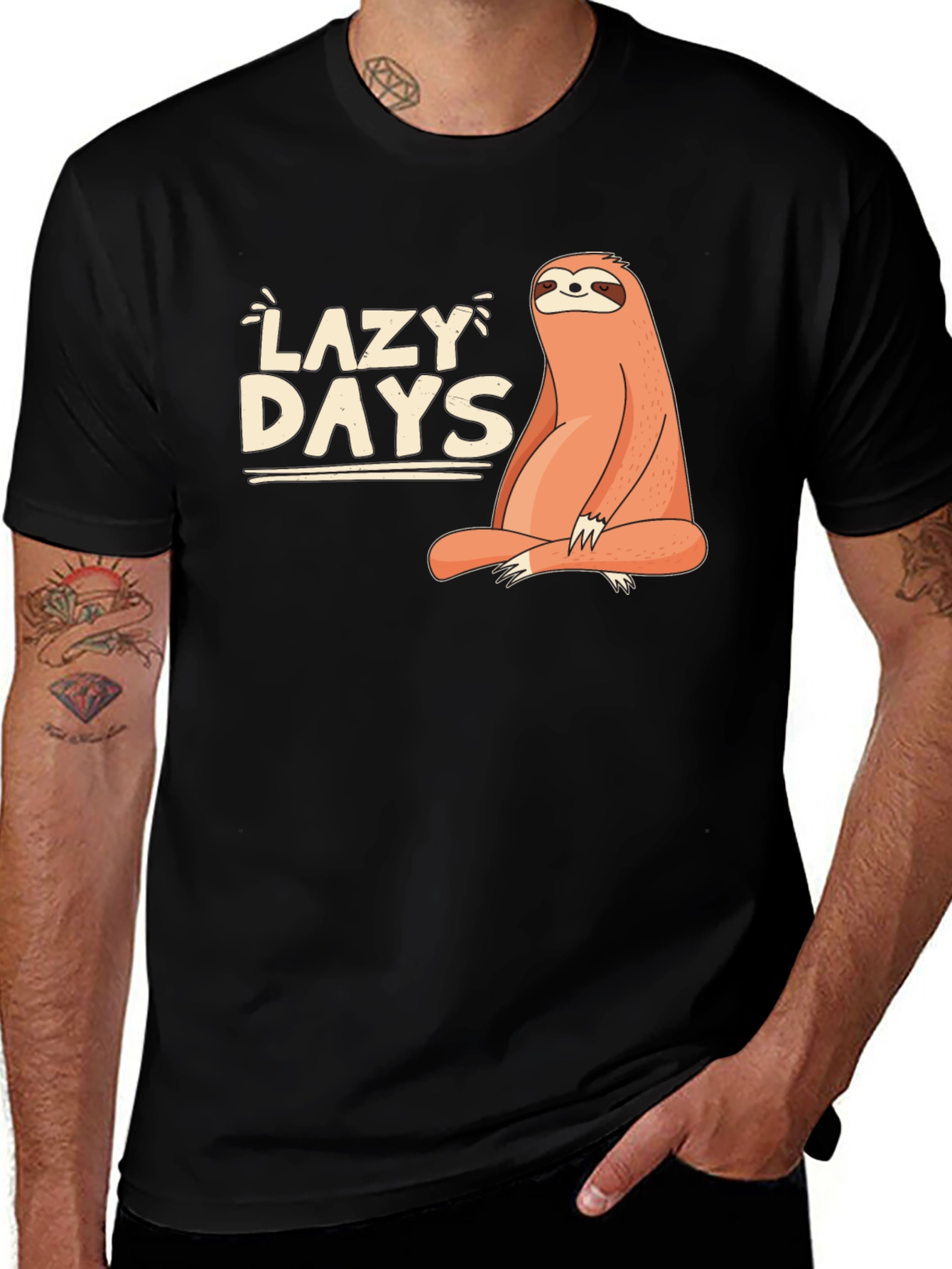 Lazy Days Sloth Graphic Tee - Relaxed Fit