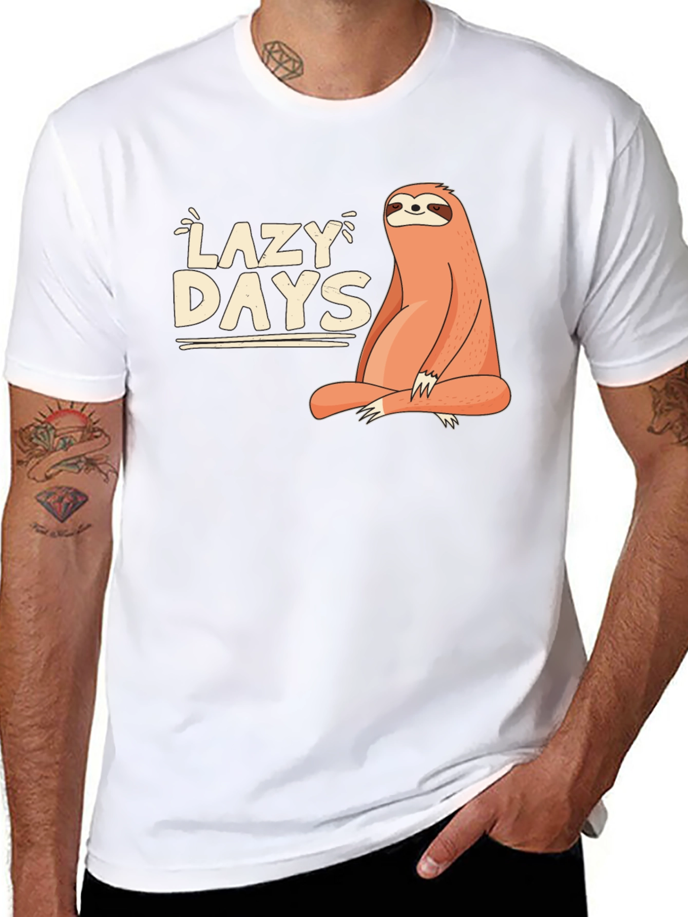 Lazy Days Sloth Graphic Tee - Relaxed Fit