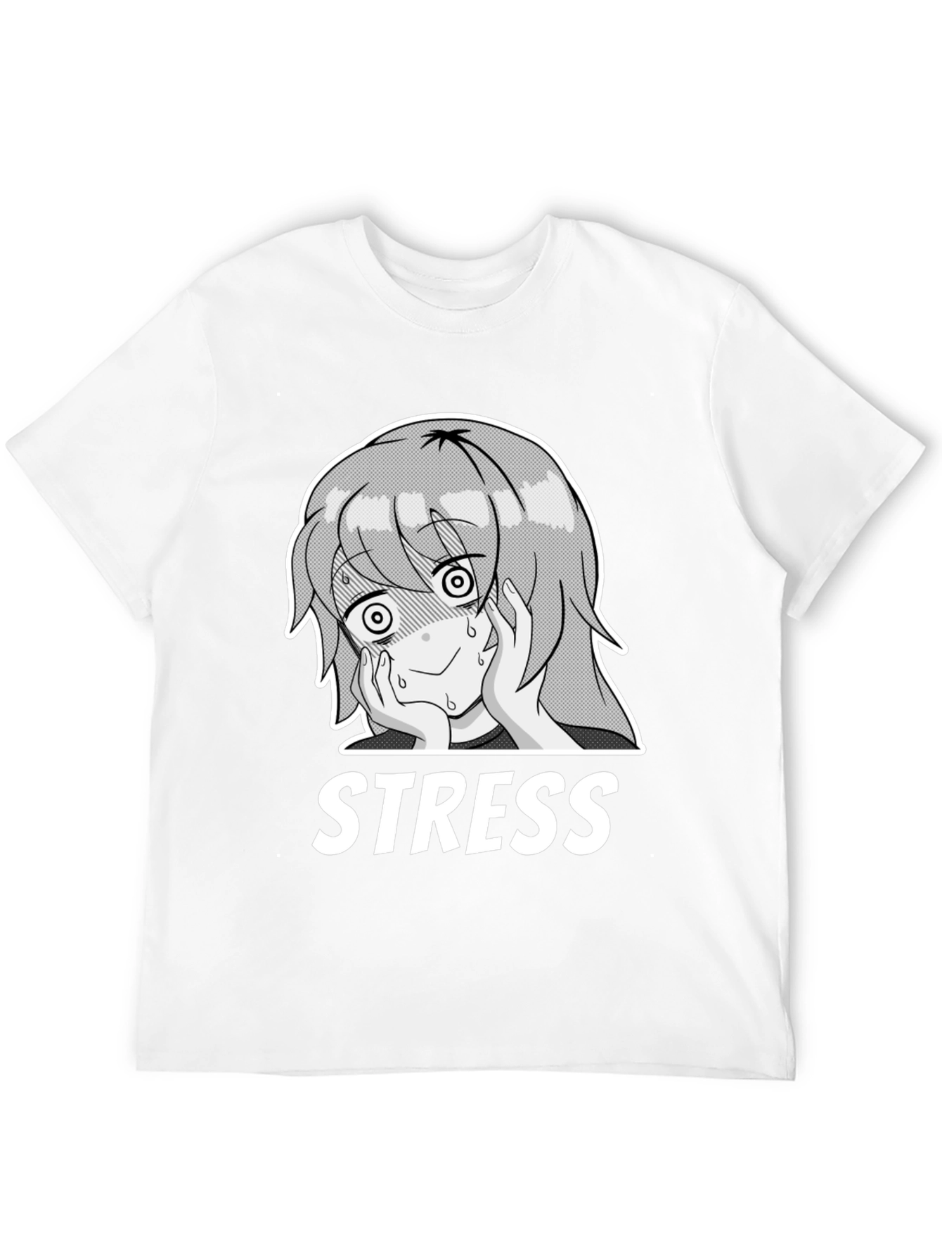 Stress Anime Graphic T-Shirt - Black Cotton Tee