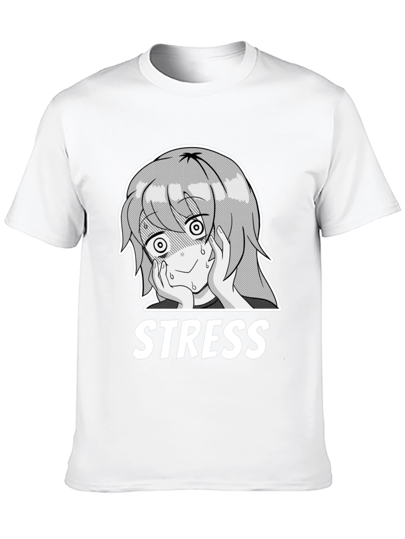 Stress Anime Graphic T-Shirt - Black Cotton Tee