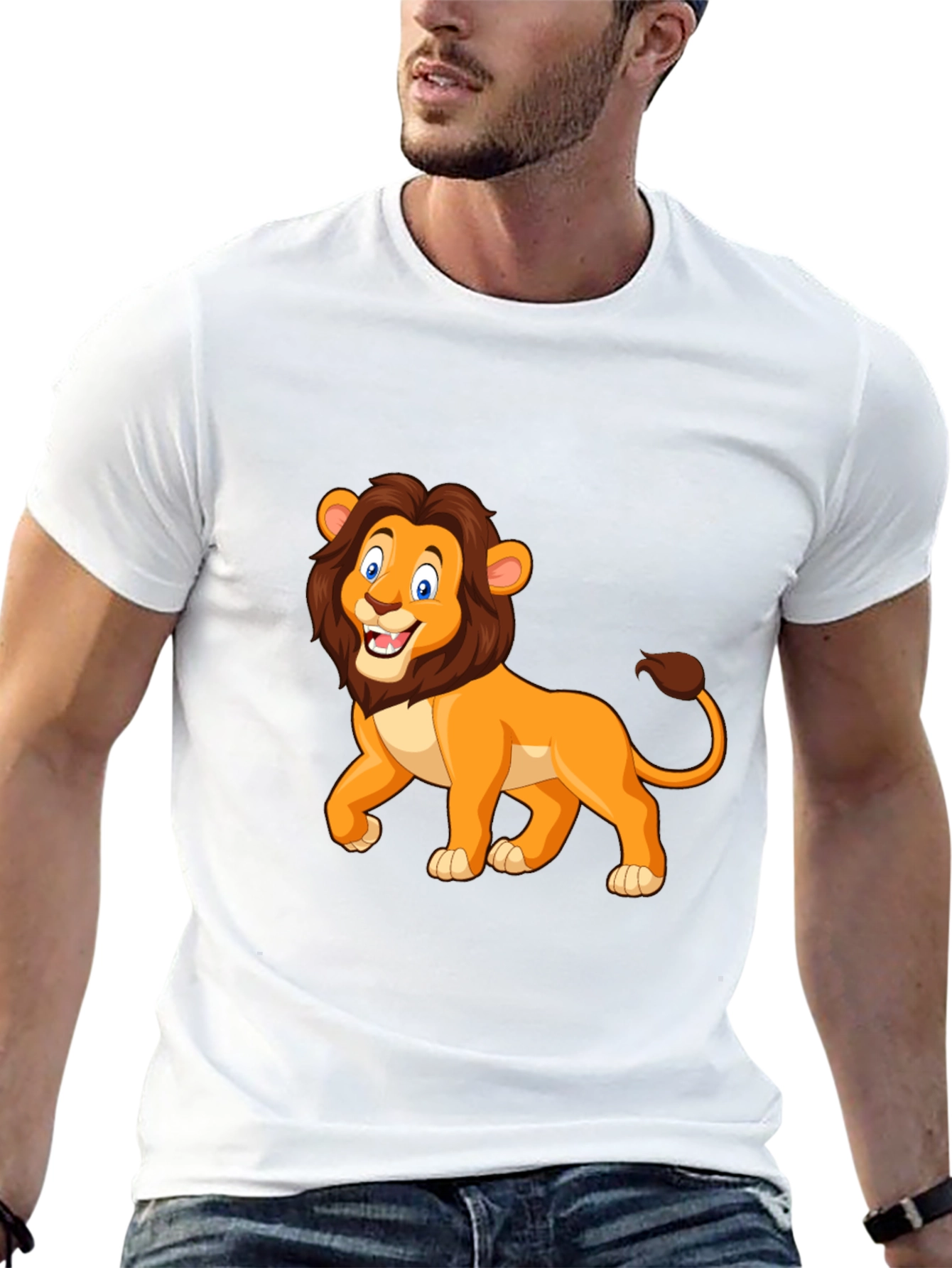 Lion Graphic Tee - Black Cotton T-Shirt