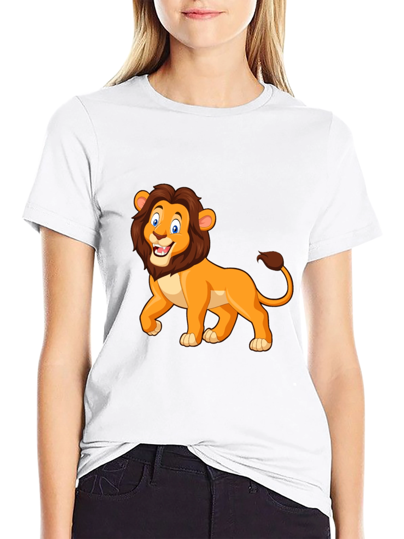 Lion Graphic Tee - Black Cotton T-Shirt