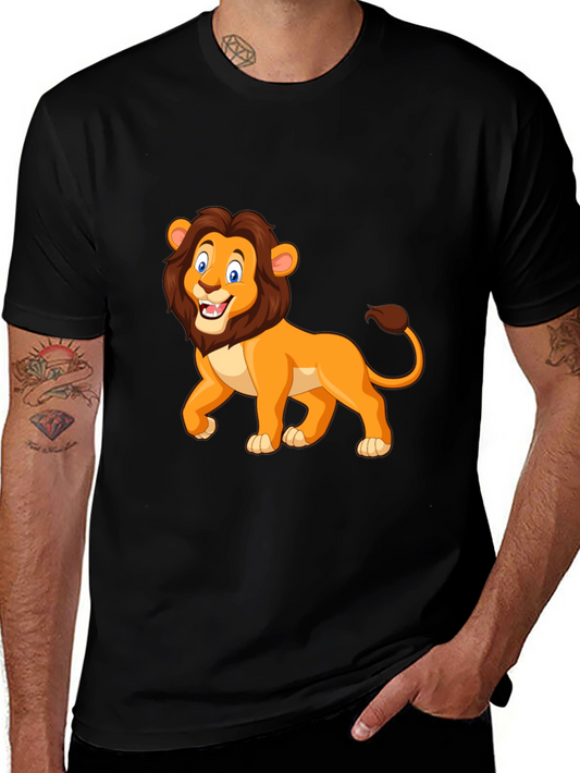 Lion Graphic Tee - Black Cotton T-Shirt
