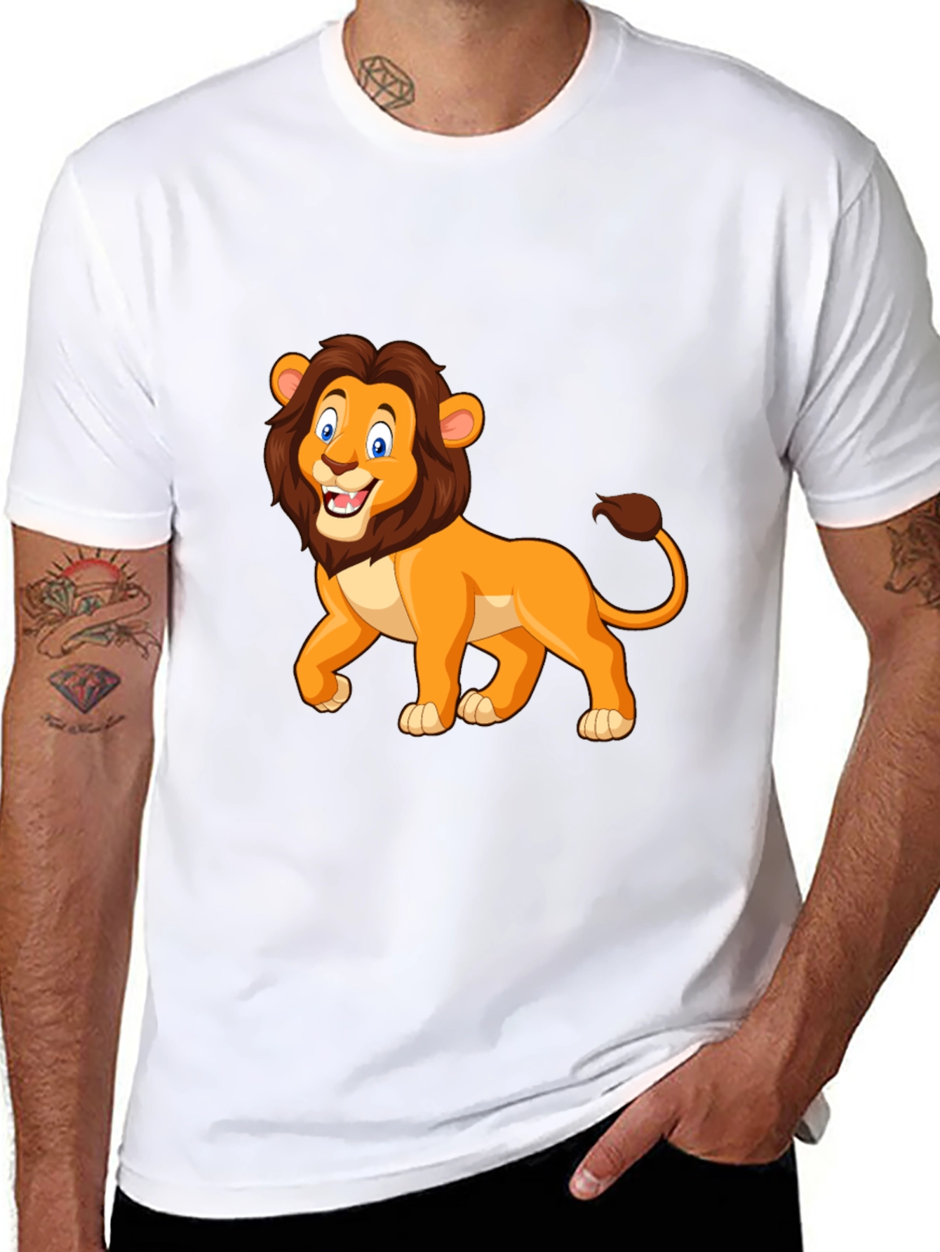 Lion Graphic Tee - Black Cotton T-Shirt