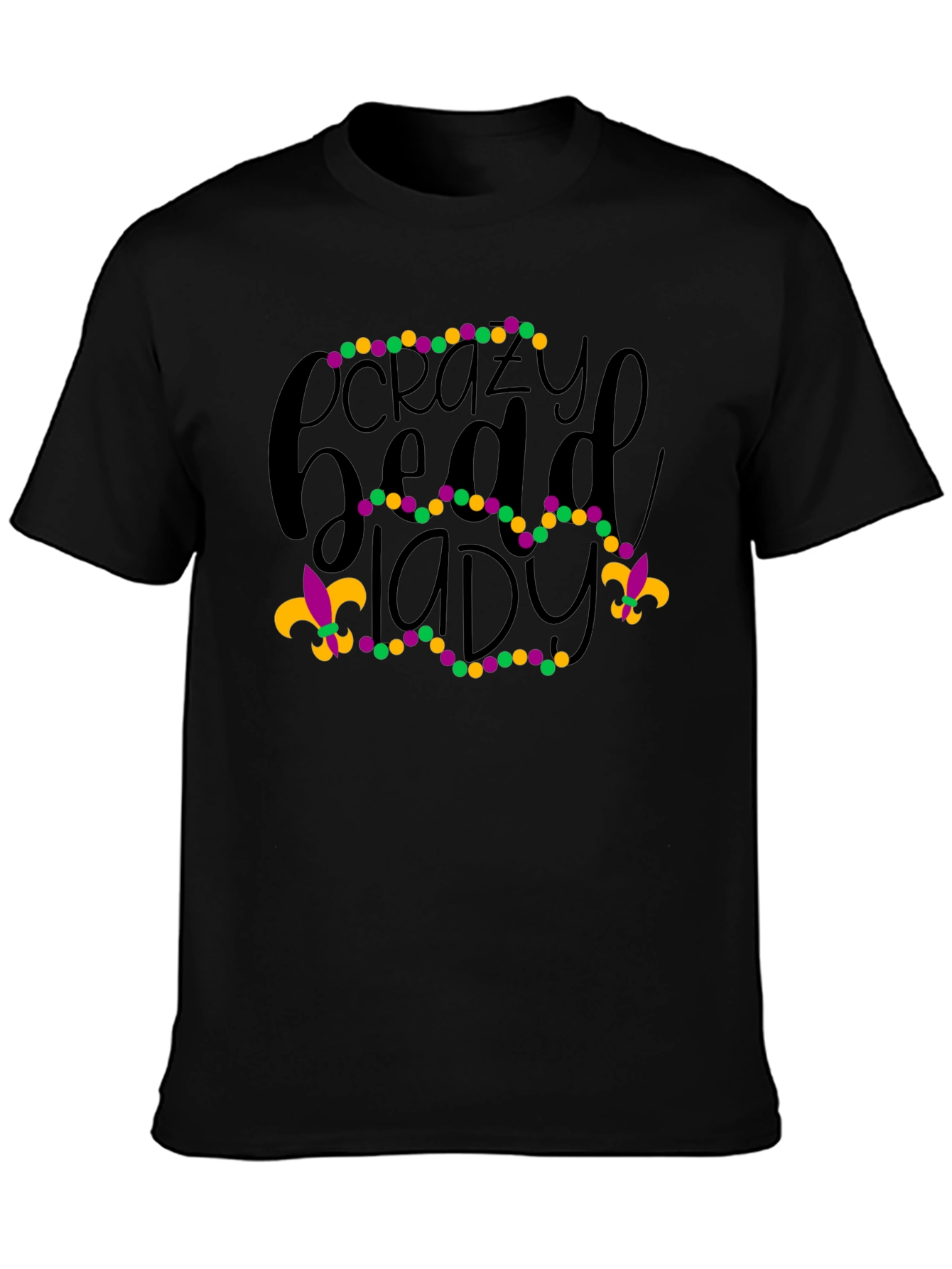 Crazy Bead Lady Mardi Gras Graphic Tee