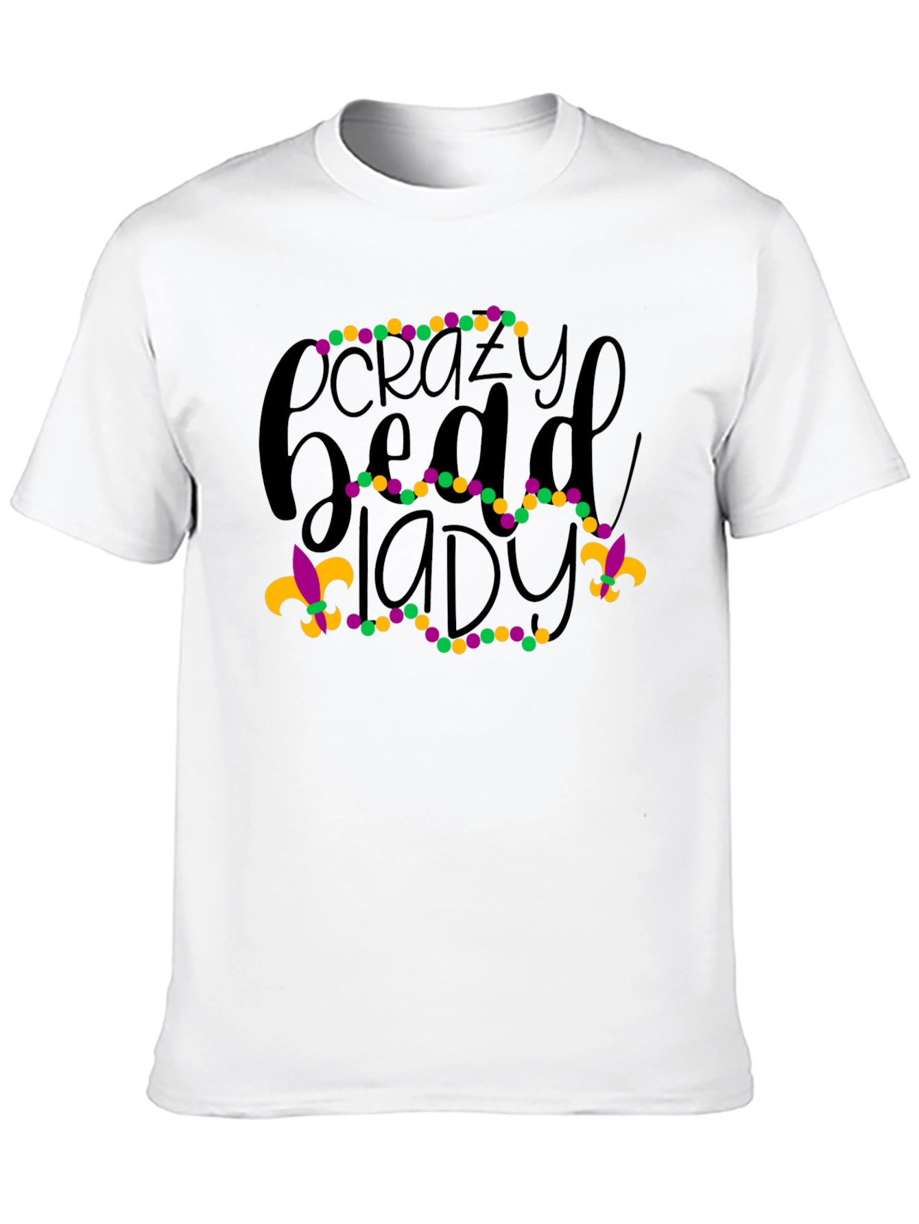 Crazy Bead Lady Mardi Gras Graphic Tee
