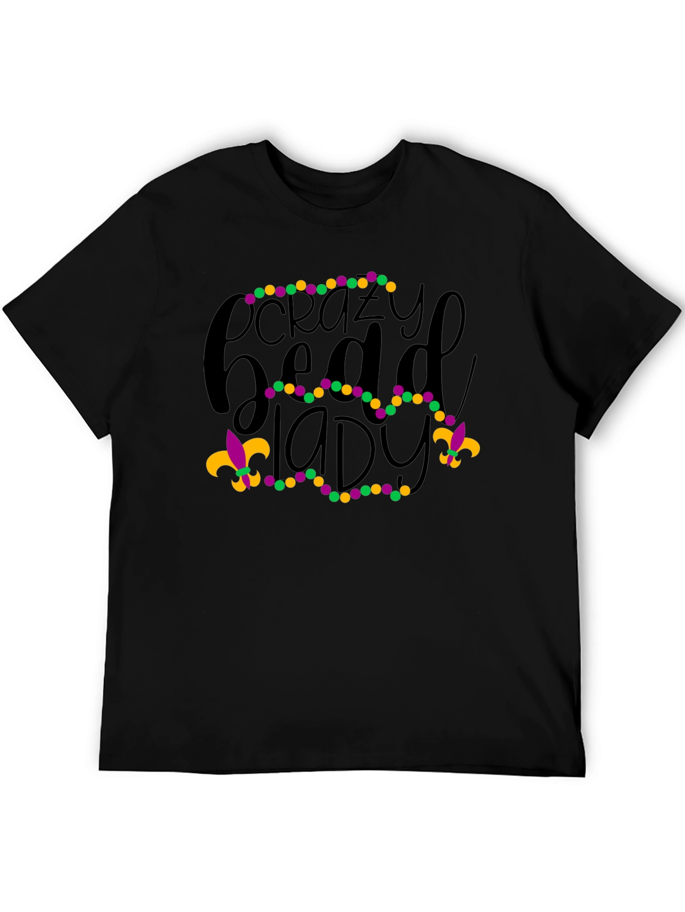 Crazy Bead Lady Mardi Gras Graphic Tee