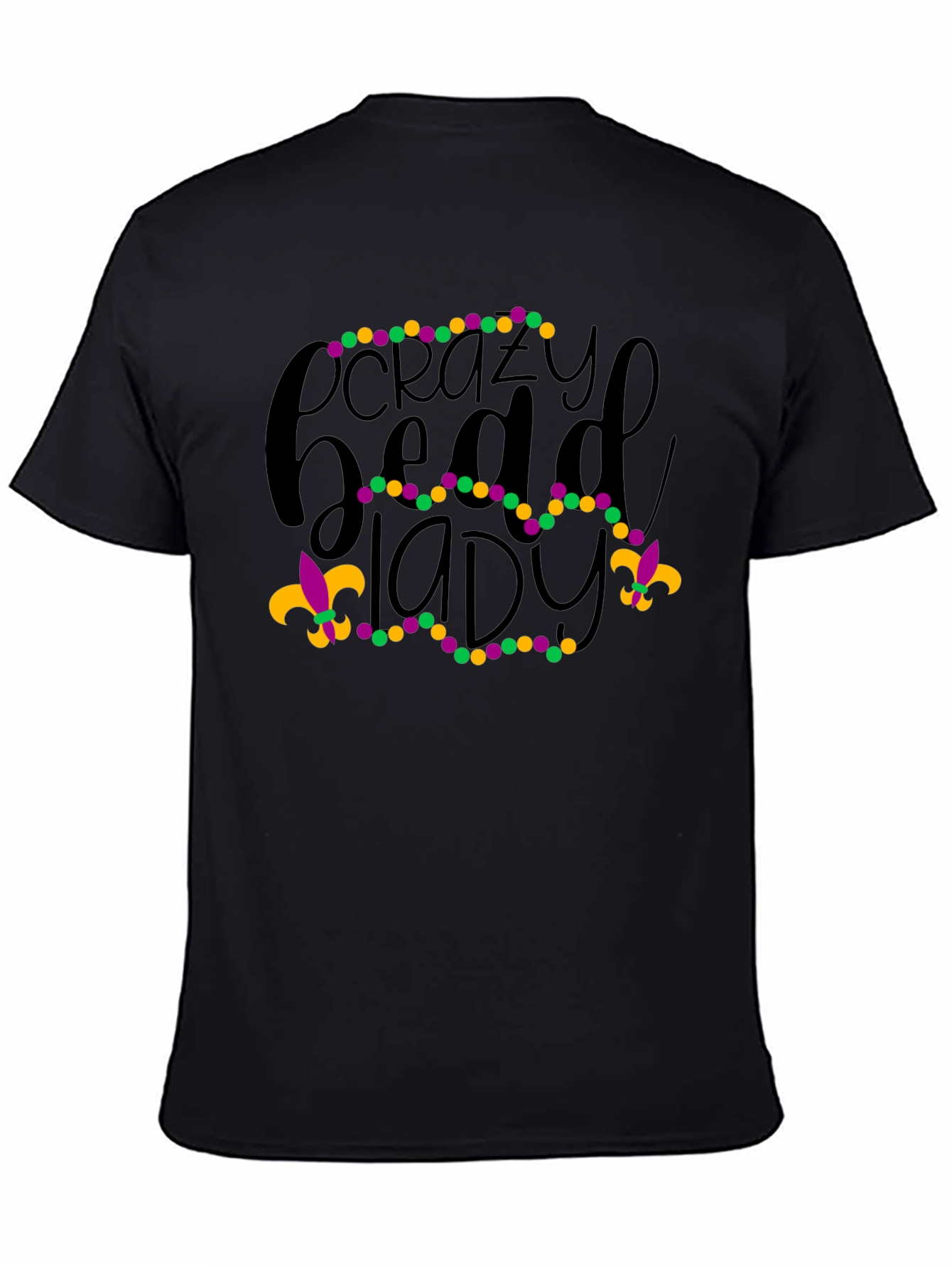 Crazy Bead Lady Mardi Gras Graphic Tee
