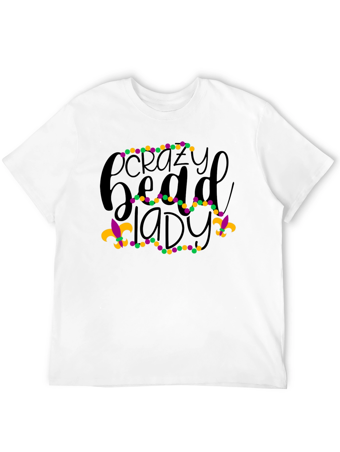 Crazy Bead Lady Mardi Gras Graphic Tee